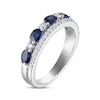Thumbnail Image 1 of Blue Sapphire & Diamond Alternating Anniversary Band 1/4 ct tw Round-cut 10K White Gold