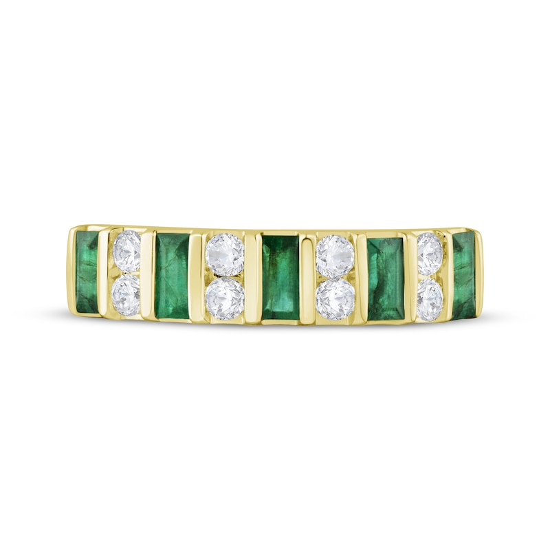 Baguette-Cut Emerald & Diamond Anniversary Ring 1/4 ct tw 10K Yellow Gold