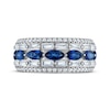 Thumbnail Image 2 of Marquise-Cut Blue Sapphire, Baguette & Round-Cut Diamond Anniversary Ring 1-1/5 ct tw 14K White Gold