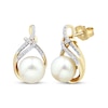 Thumbnail Image 0 of Cultured Pearl & Diamond Swirl Earrings 1/10 ct tw 10K Yellow Gold