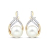Thumbnail Image 1 of Cultured Pearl & Diamond Swirl Earrings 1/10 ct tw 10K Yellow Gold