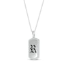 Thumbnail Image 1 of Men's Diamond Accent Dog Tag Medieval Script Initial Necklace Sterling Silver 22"