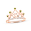 Thumbnail Image 0 of Peridot & White Lab-Created Sapphire Quinceañera Crown Ring 10K Rose Gold