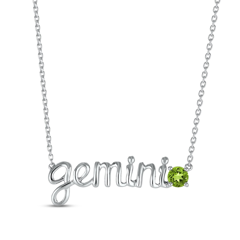 Peridot Zodiac Gemini Necklace Sterling Silver 18"