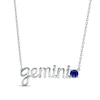 Thumbnail Image 0 of Blue Lab-Created Sapphire Zodiac Gemini Necklace 10K White Gold 18"