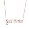 Thumbnail Image 0 of White Lab-Created Sapphire Zodiac Gemini Necklace 10K Rose Gold 18"