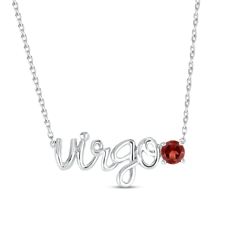Garnet Zodiac Virgo Necklace Sterling Silver 18"