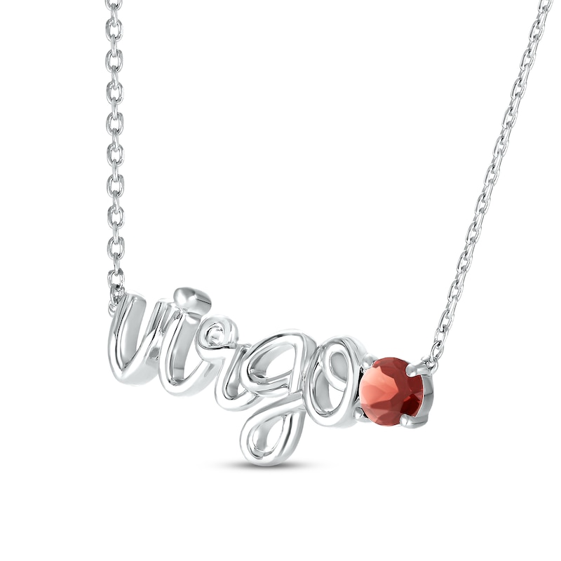 Garnet Zodiac Virgo Necklace Sterling Silver 18"