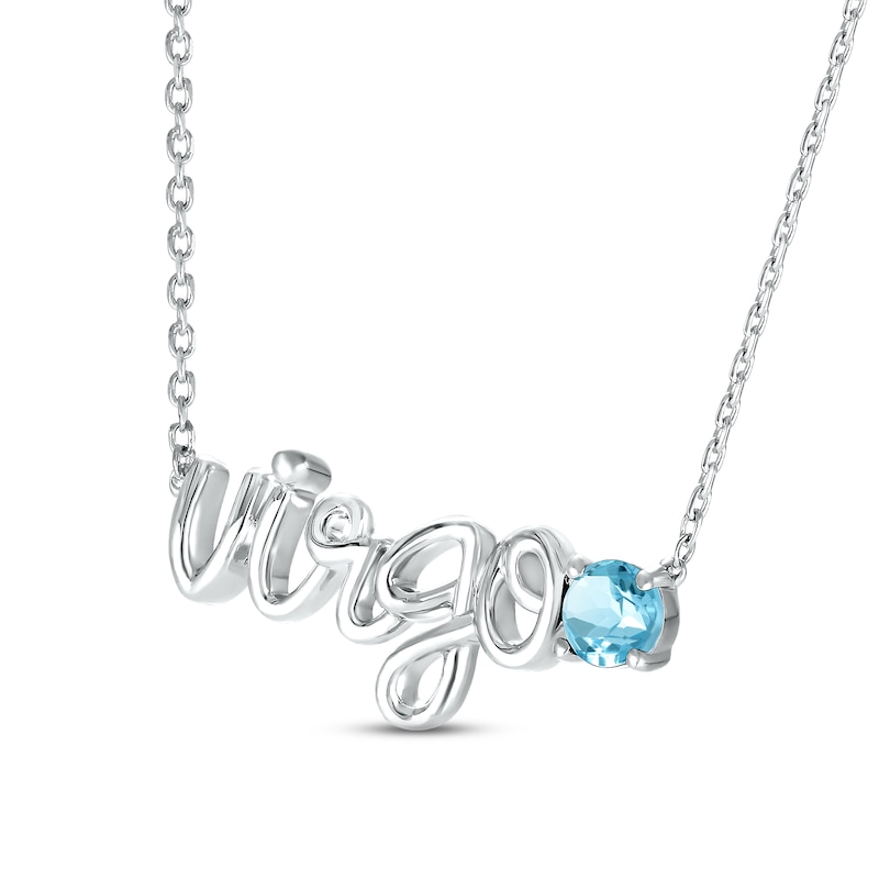 Swiss Blue Topaz Zodiac Virgo Necklace Sterling Silver 18"