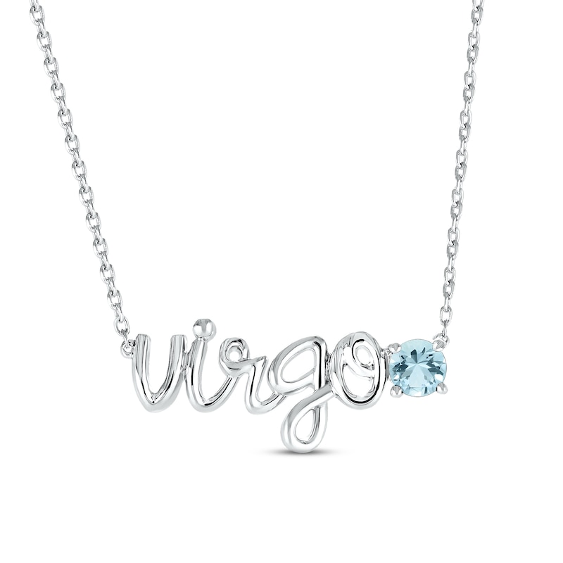 Aquamarine Zodiac Virgo Necklace Sterling Silver 18"