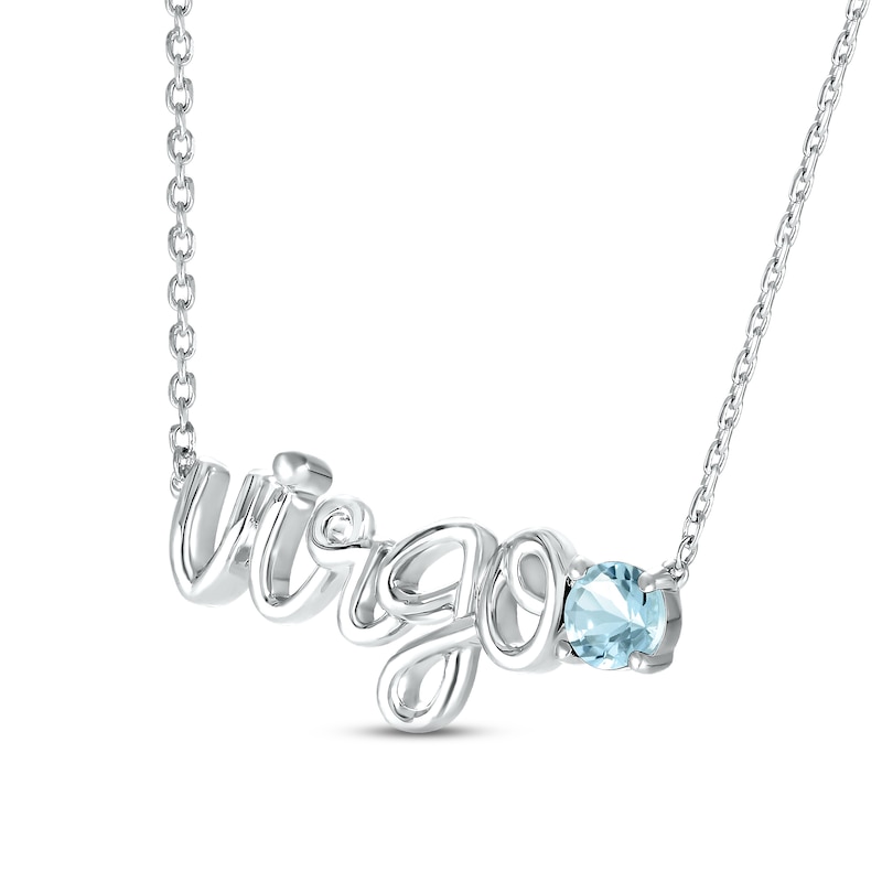 Aquamarine Zodiac Virgo Necklace Sterling Silver 18"