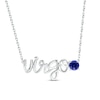 Thumbnail Image 0 of Blue Lab-Created Sapphire Zodiac Virgo Necklace 10K White Gold 18"