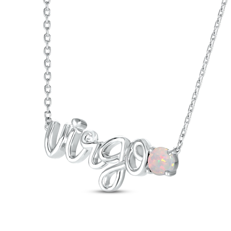 Lab-Created Opal Zodiac Virgo Necklace 10K White Gold 18"