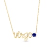 Thumbnail Image 0 of Blue Lab-Created Sapphire Zodiac Virgo Necklace 10K Yellow Gold 18"