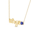 Thumbnail Image 1 of Blue Lab-Created Sapphire Zodiac Virgo Necklace 10K Yellow Gold 18"
