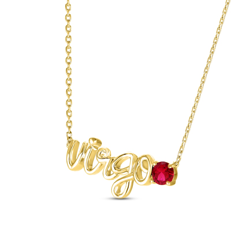 Lab-Created Ruby Zodiac Virgo Necklace 10K Yellow Gold 18"