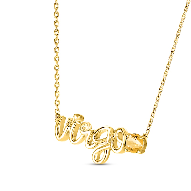 Citrine Zodiac Virgo Necklace 10K Yellow Gold 18"