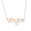 Thumbnail Image 0 of White Lab-Created Sapphire Zodiac Virgo Necklace 10K Rose Gold 18"