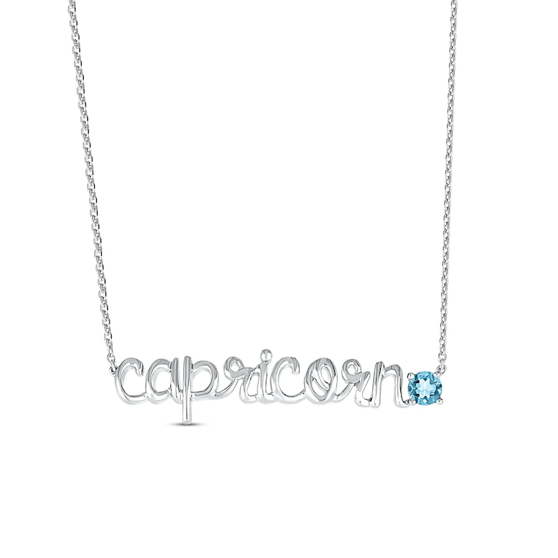 Swiss Blue Topaz Zodiac Capricorn Necklace Sterling Silver 18"