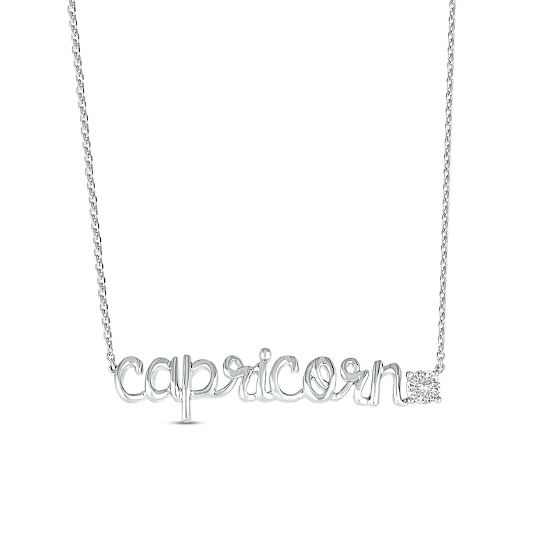 White Lab-Created Sapphire Zodiac Capricorn Necklace 10K White Gold 18"