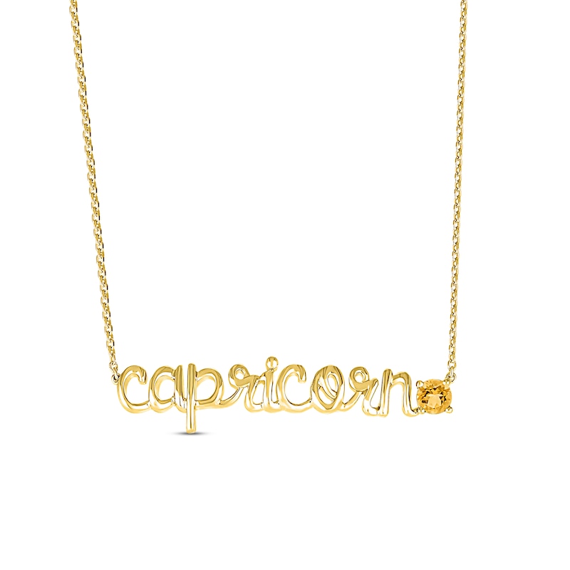 Citrine Zodiac Capricorn Necklace 10K Yellow Gold 18"