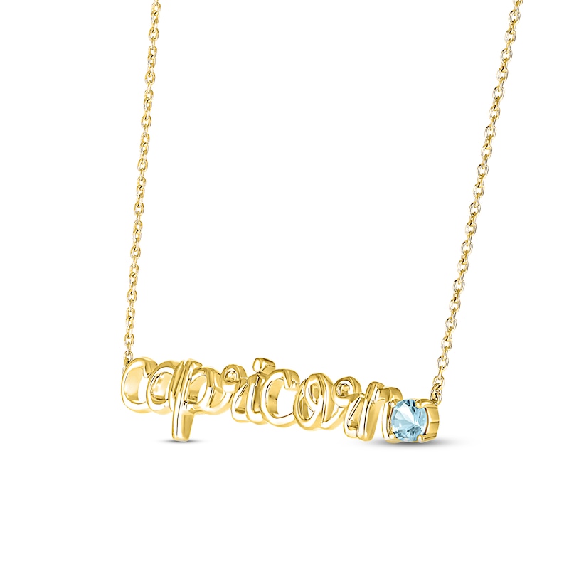 Aquamarine Zodiac Capricorn Necklace 10K Yellow Gold 18"