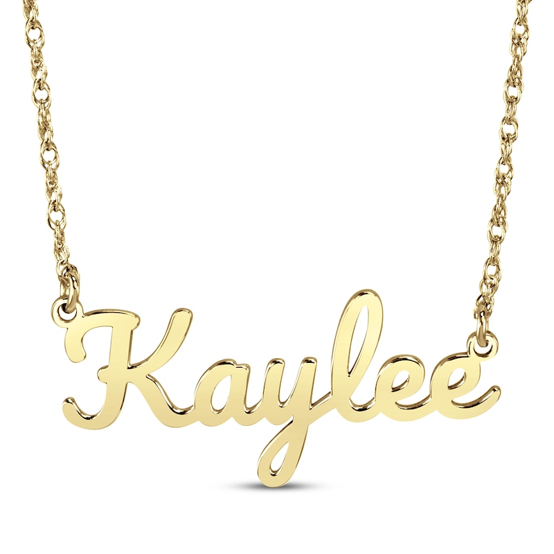 Large Script Name Necklace 10K Yellow Gold 18"
