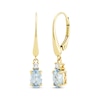 Thumbnail Image 0 of Oval-Cut Aquamarine & Diamond Dangle Earrings 1/20 ct tw 10K Yellow Gold