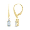Thumbnail Image 2 of Oval-Cut Aquamarine & Diamond Dangle Earrings 1/20 ct tw 10K Yellow Gold