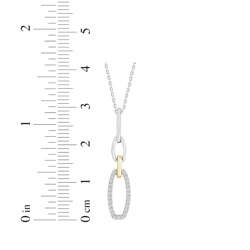 Linked Always Diamond Oval Chain Link Necklace 1/10 ct tw Sterling Silver & 10K Yellow Gold 18"