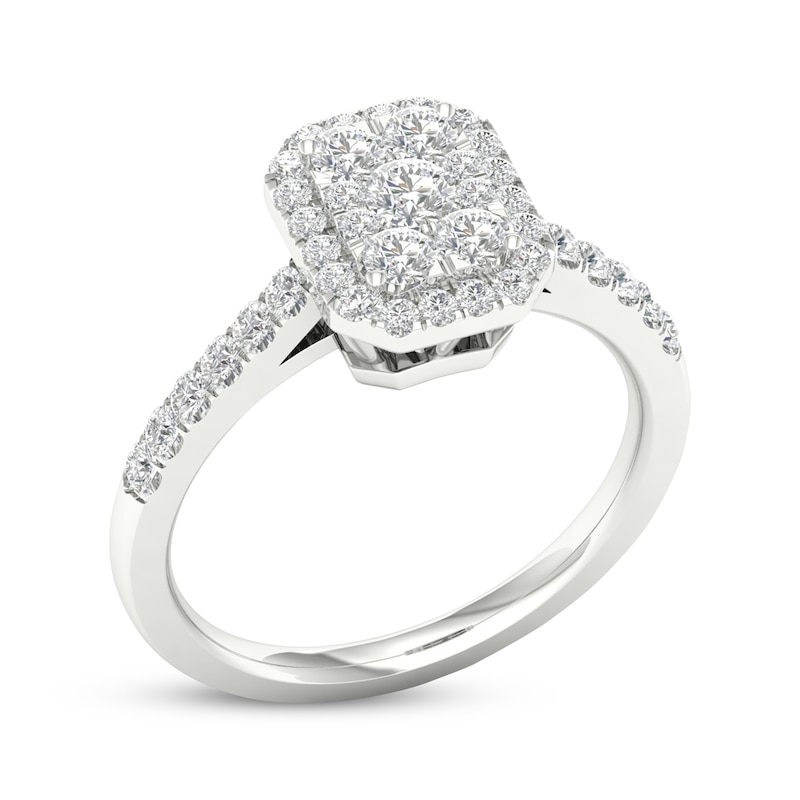 Multi-Diamond Center Octagon Frame Engagement Ring 1/2 ct tw 10K White Gold