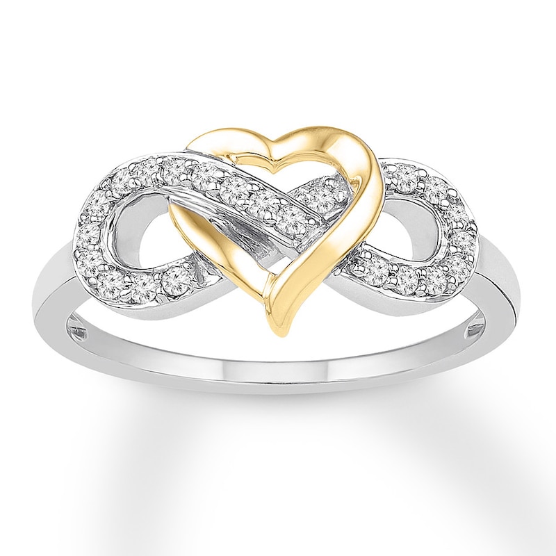 Diamond Heart & Infinity Ring 1/6 ctw 10K Two-Tone Gold
