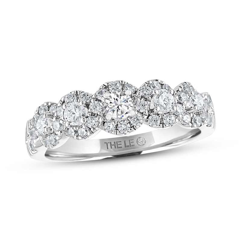 Leo Diamond Anniversary Ring 3/4 ct tw Round-cut 14K White Gold
