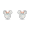 Thumbnail Image 1 of Disney Treasures Minnie Mouse Mother of Pearl & Diamond Earrings 1/6 ct tw 10K Rose Gold & Sterling Silver