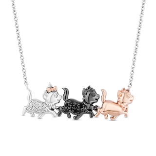 Disney Treasures The Aristocats Diamond Necklace 1/10 ct tw Sterling Silver & 10K Rose Gold 18"