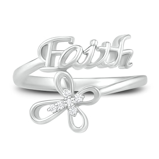 Diamond Faith Ring 1/20 ct tw Round-cut Sterling Silver
