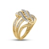 Thumbnail Image 1 of Diamond Swirl Ring 1/2 ct tw Round & Baguette-cut 10K Yellow Gold