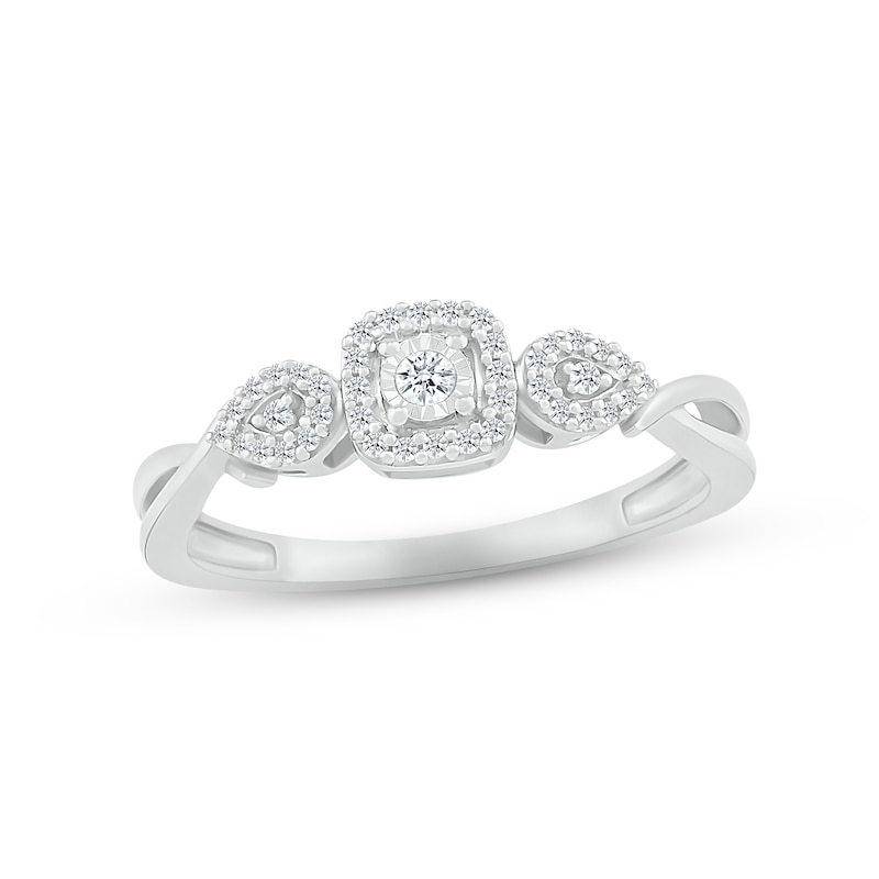 Diamond Cushion Promise Ring 1/10 ct tw Round-cut Sterling Silver