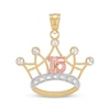 Thumbnail Image 0 of Diamond-Cut Quinceañera Crown & 15 Charm 14K Two-Tone Gold