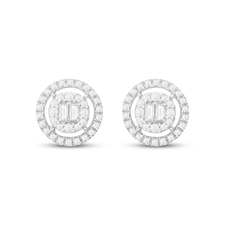 Women's Sterling Silver Cubic Zirconia Round Halo Button Stud Earrings - A  New Day™ Silver/Clear