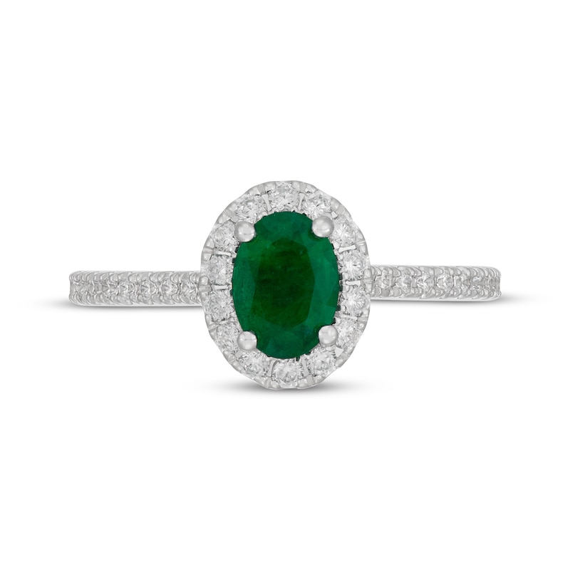 Neil Lane Oval-Cut Natural Emerald & Diamond Engagement Ring 1/2 ct tw 14K White Gold