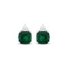 Thumbnail Image 1 of Cushion-Cut Lab-Created Emerald & White Lab-Created Sapphire Stud Earrings Sterling Silver