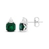 Thumbnail Image 2 of Cushion-Cut Lab-Created Emerald & White Lab-Created Sapphire Stud Earrings Sterling Silver