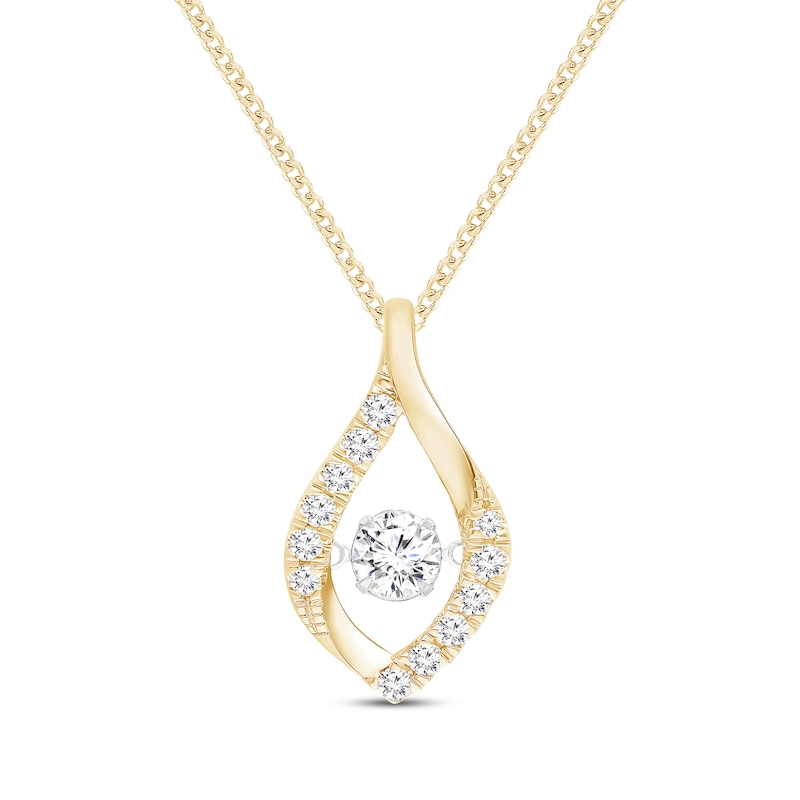 Unstoppable Love Lab-Created Diamond Marquise Frame Necklace 1 ct tw 10K Yellow Gold 19"