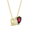 Thumbnail Image 1 of Toi et Moi Oval-Cut Opal & Pear-Shaped Rhodolite Garnet Necklace 10K Yellow Gold 18"