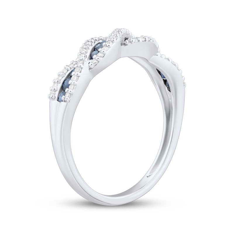 Diamond & Blue Sapphire Anniversary Twist Ring 1/6 ct tw 14K White Gold