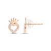 Thumbnail Image 0 of Children's Heart with Crown Cubic Zirconia Earrings 14K Rose Gold