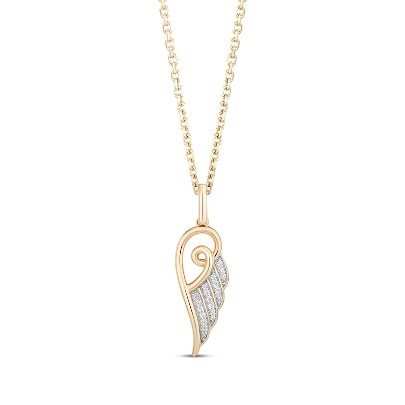 Hallmark Diamonds Angel Wing Necklace 1/20 ct tw 10K Yellow Gold 18"