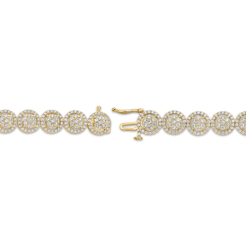 Diamond Circle Link Bracelet 5 ct tw 10K Yellow Gold 7"