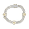 Thumbnail Image 0 of Men's Diamond & Lab-Created Ruby Lion Curb Chain Bracelet 1 ct tw Round-cut 10K Yellow Gold 8.5"